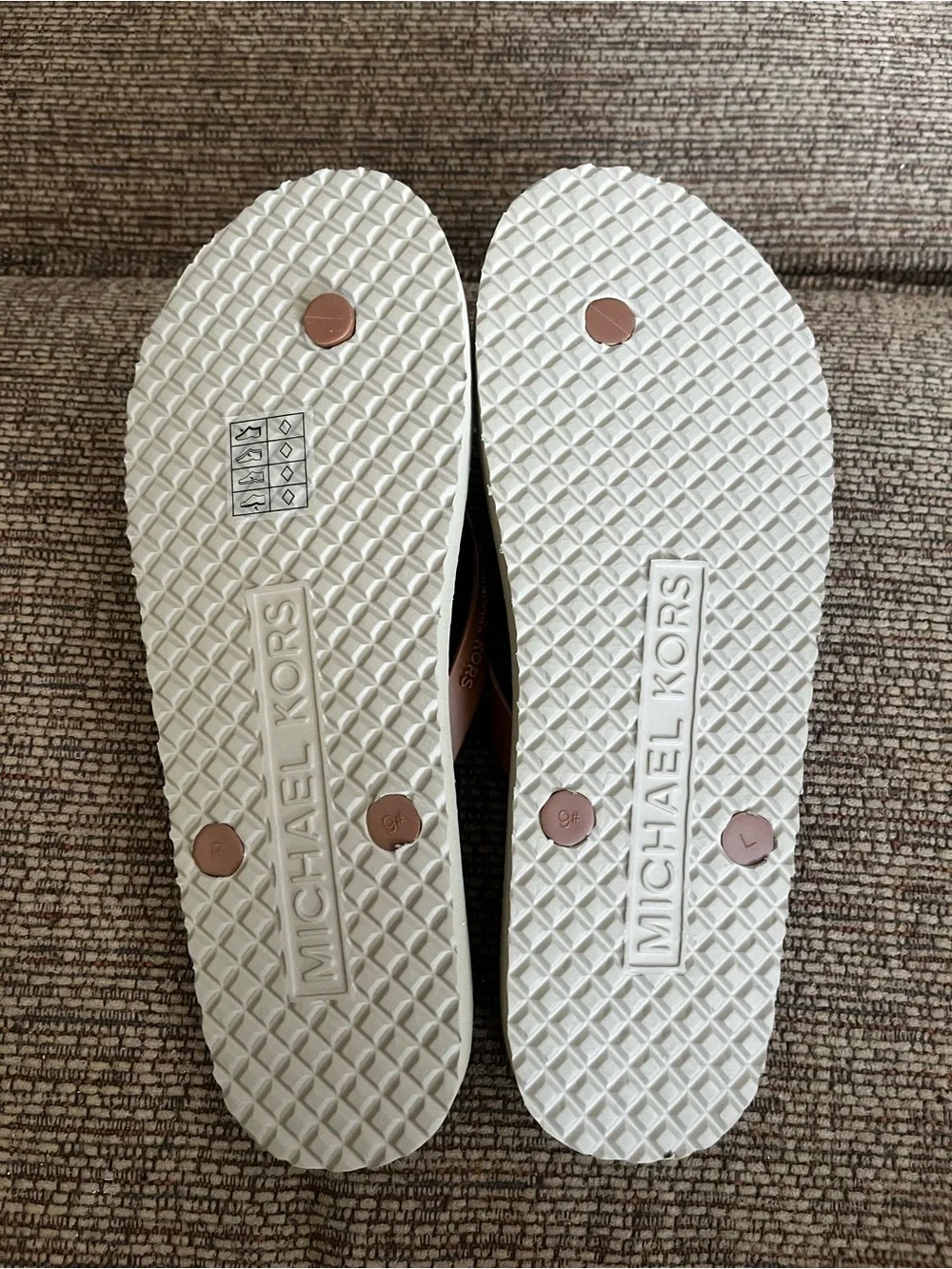 Michael Kors Brown Logo Strap Flip Flops for women